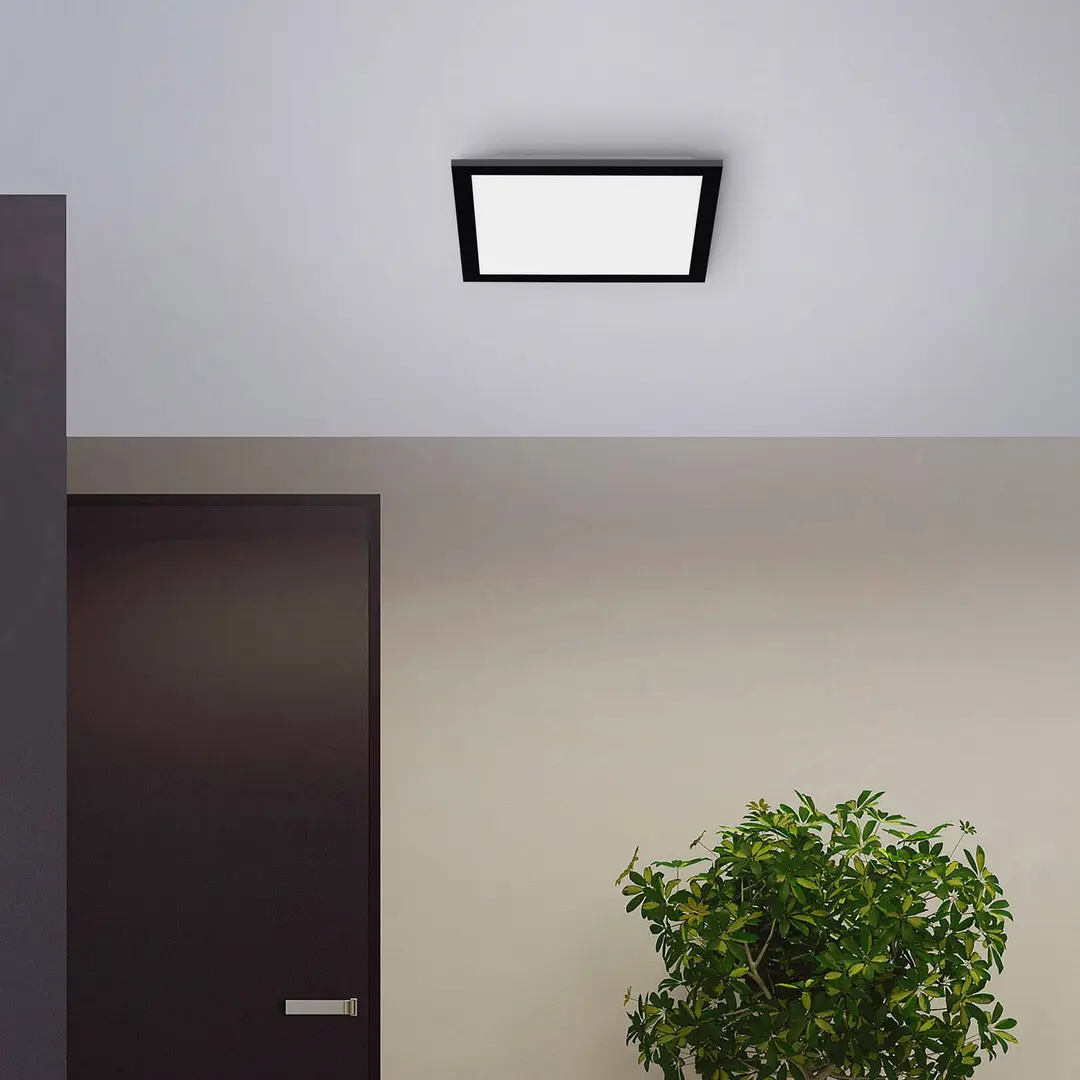 JUST LIGHT. GmbH LED-Deckenleuchte Flat, CCT, schwarz, 29 x 29 cm