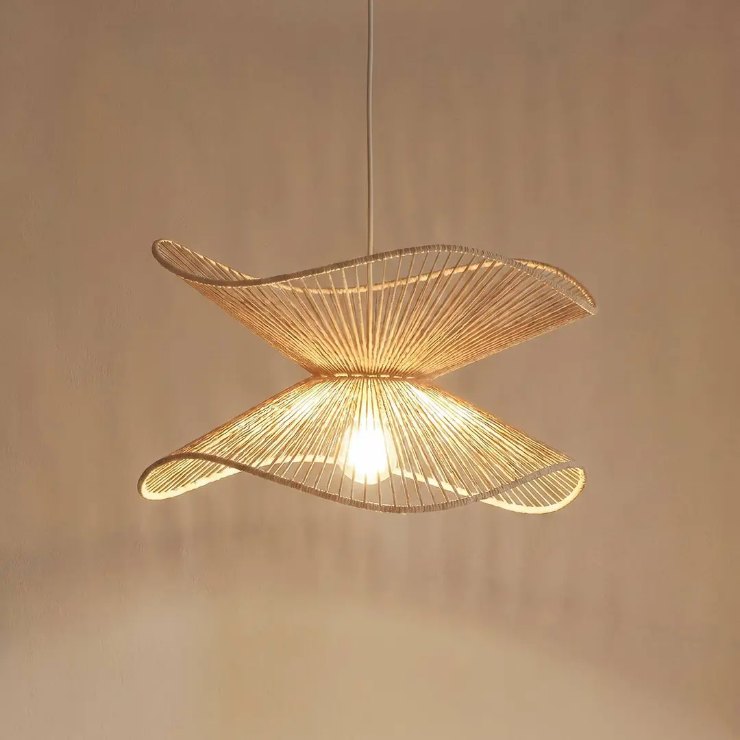 Lindby Pendelleuchte Valdorin, beige, Papier, Ø 40 cm, E27