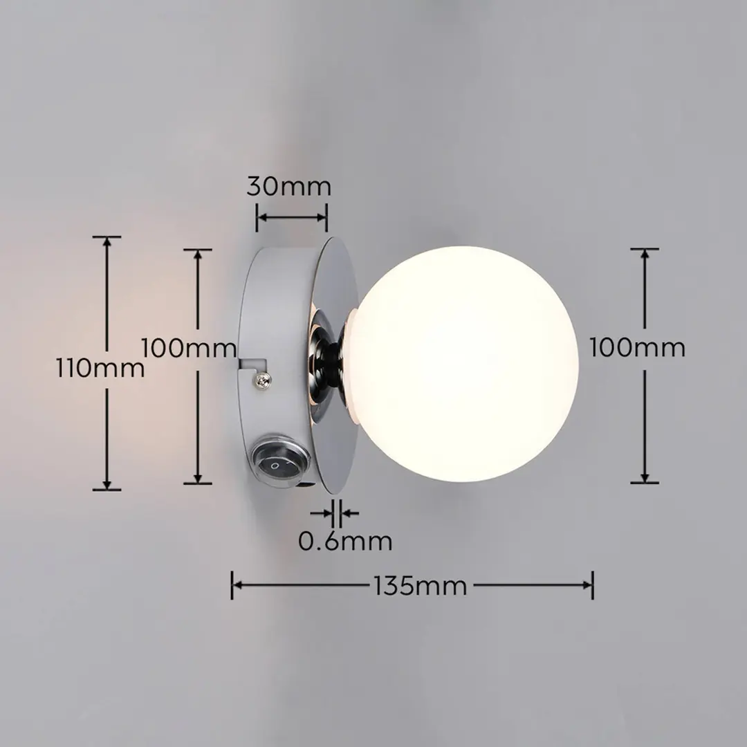 Trio Lighting Wandleuchte Alfio, Ø 11 cm, chromfarben, Metall/Glas, IP44