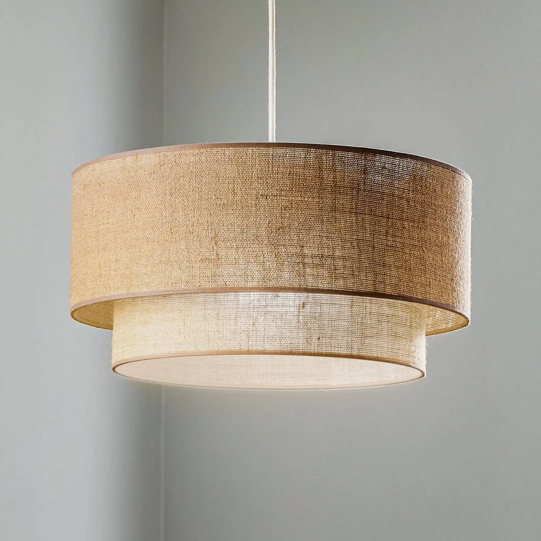 Duolla Pendelleuchte Boho, braun, Ø 45 cm, Textil