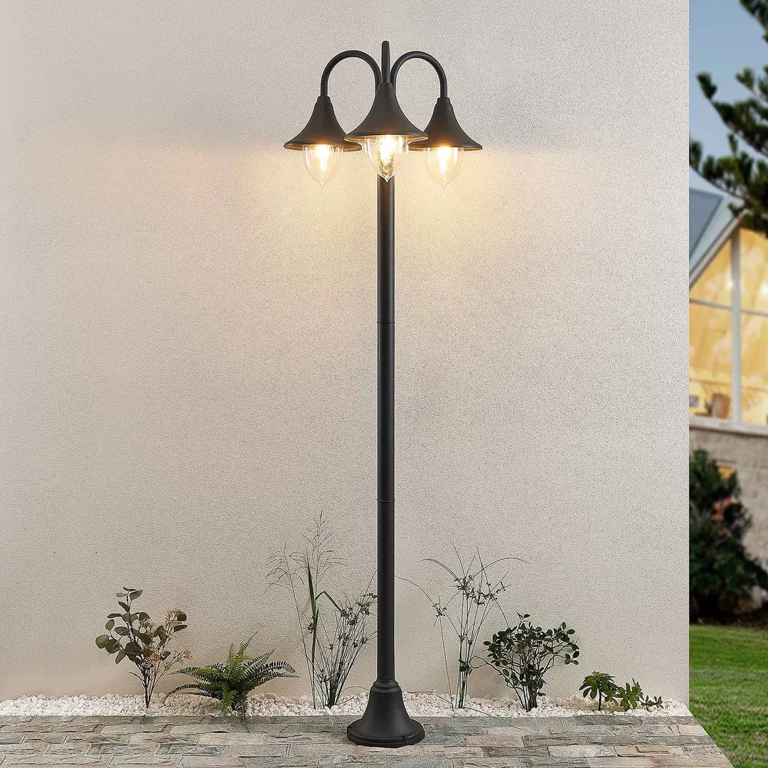 Lindby Mastleuchte Edric, Höhe 215 cm, anthrazit, Aluminium