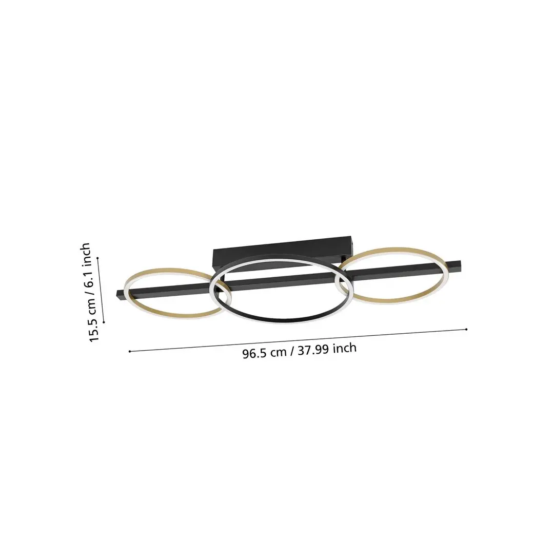 Stars of Light LED-Deckenlampe Lanacera schwarz/gold 96 cm