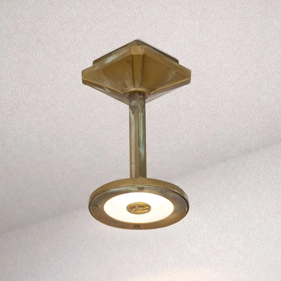 Moretti Luce LED-Außendeckenleuchte Aura Disk, Höhe 20 cm, messing antik