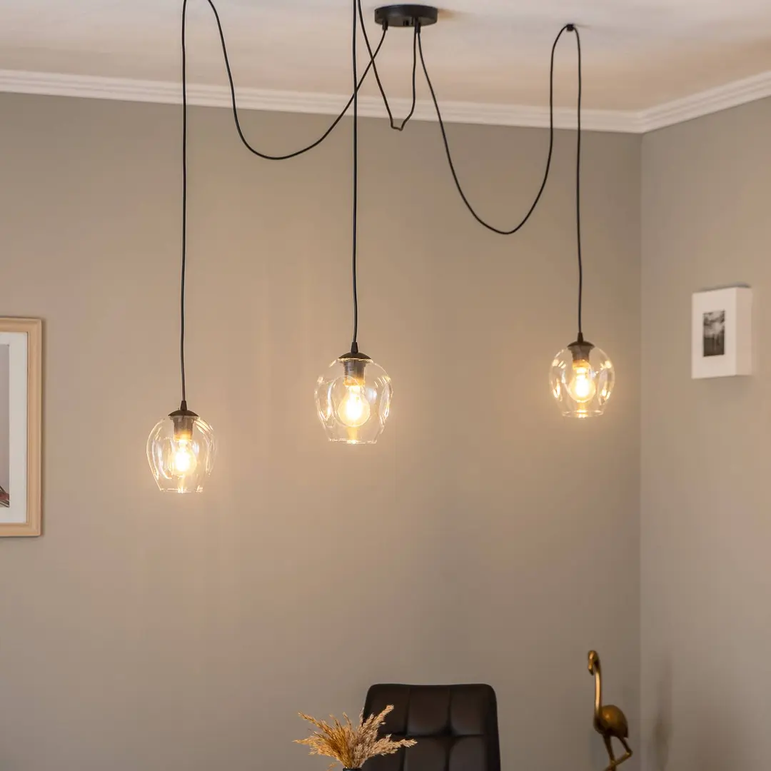 EMIBIG LIGHTING Pendellampe Starla, dezentral, 3-flammig, klar, Glas, E27