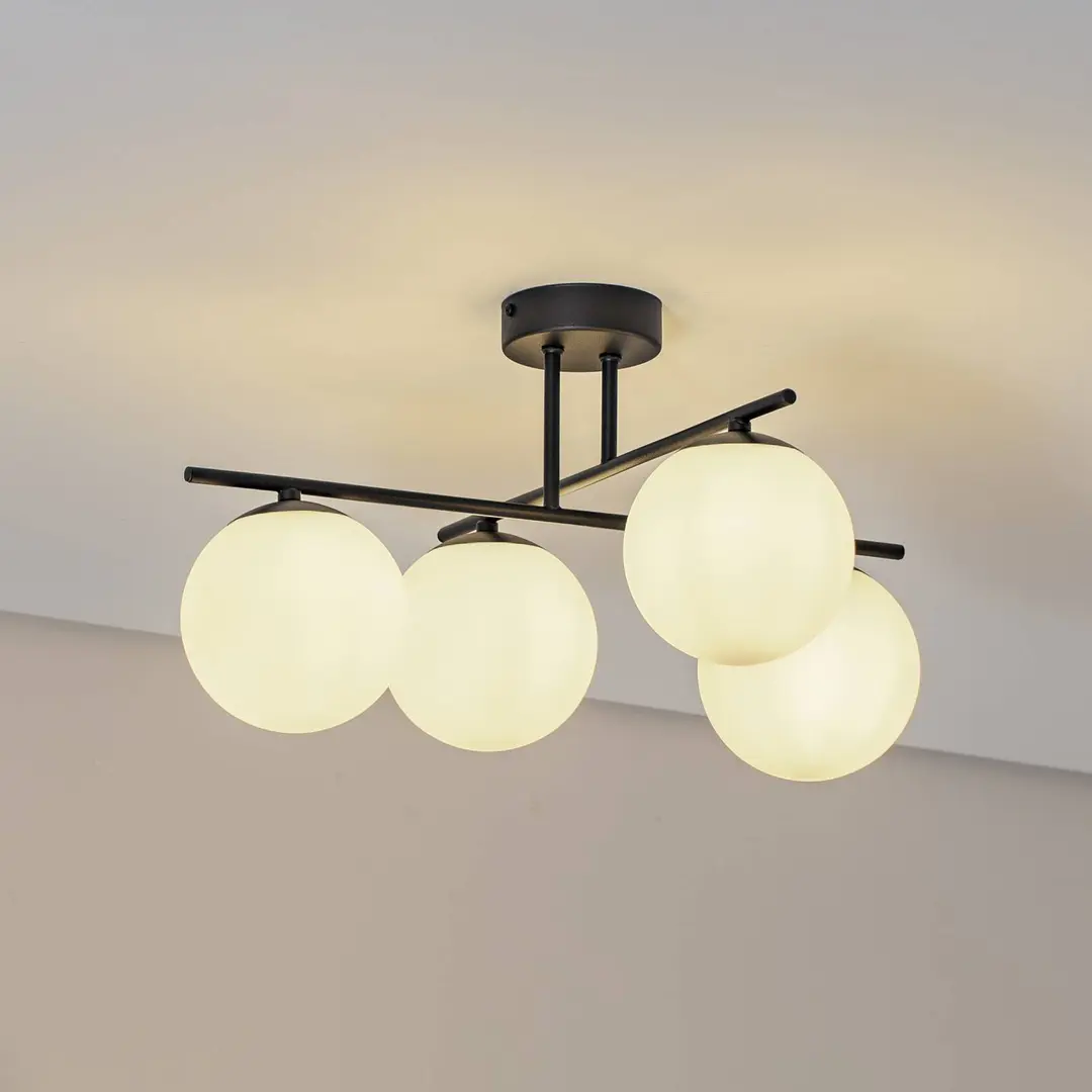 Domiluce Deckenleuchte Aurora, schwarz, Ø 50 cm, 4-flammig, Glas, E14