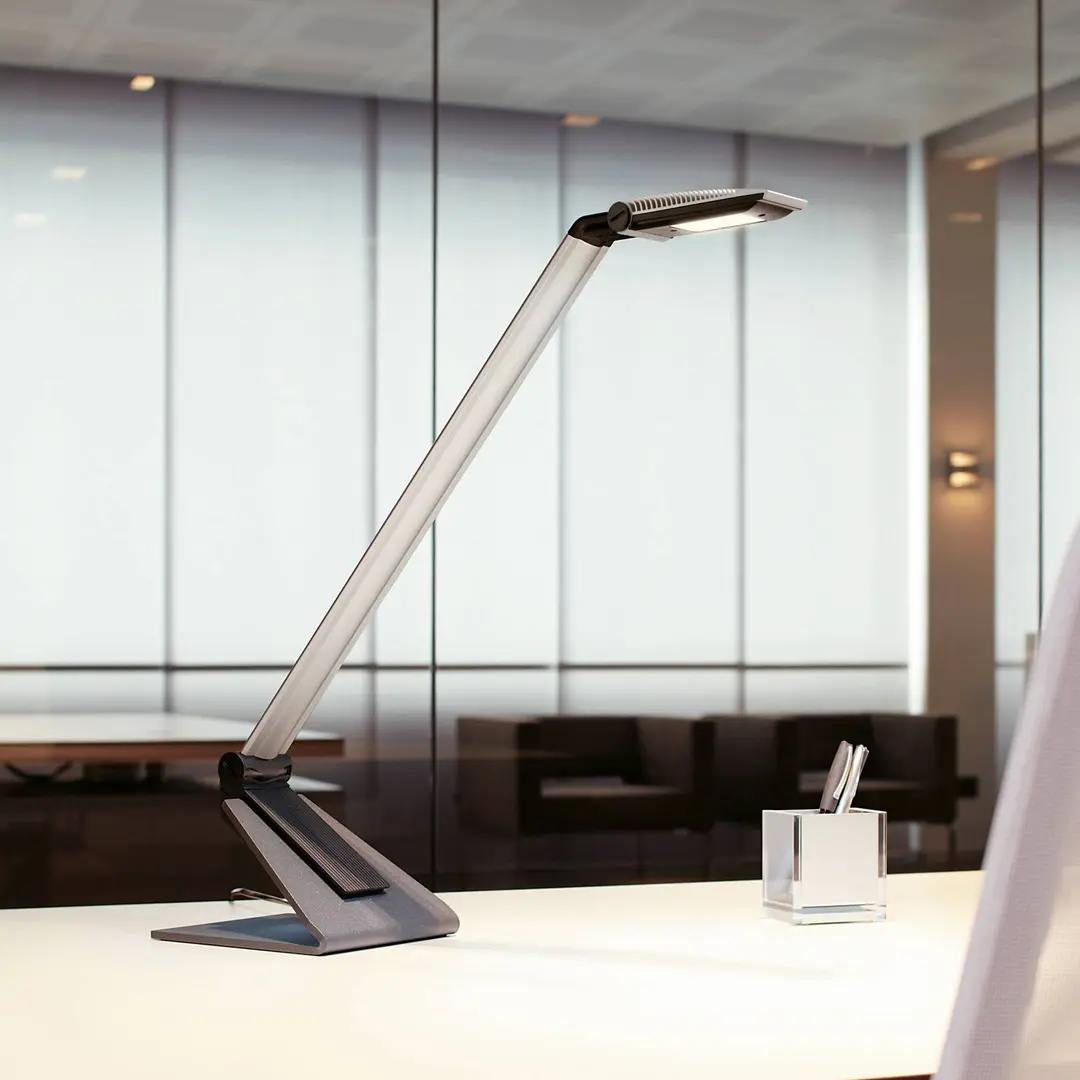 Maul LED-Schreibtischleuchte MAULsolaris, silber, Höhe 64 cm