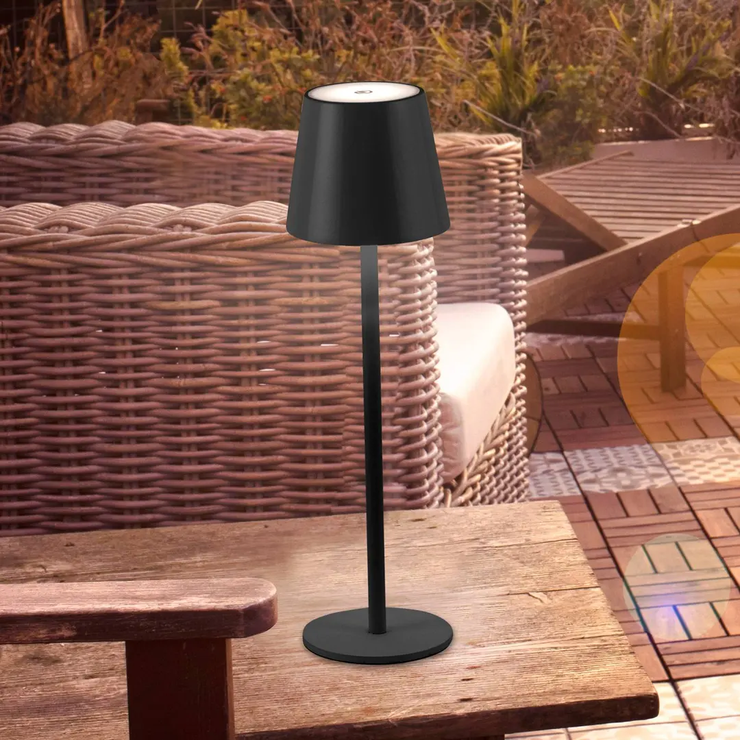 JUST LIGHT. GmbH JUST LIGHT. LED-Akku-Tischleuchte Euria, schwarz, Eisen IP54