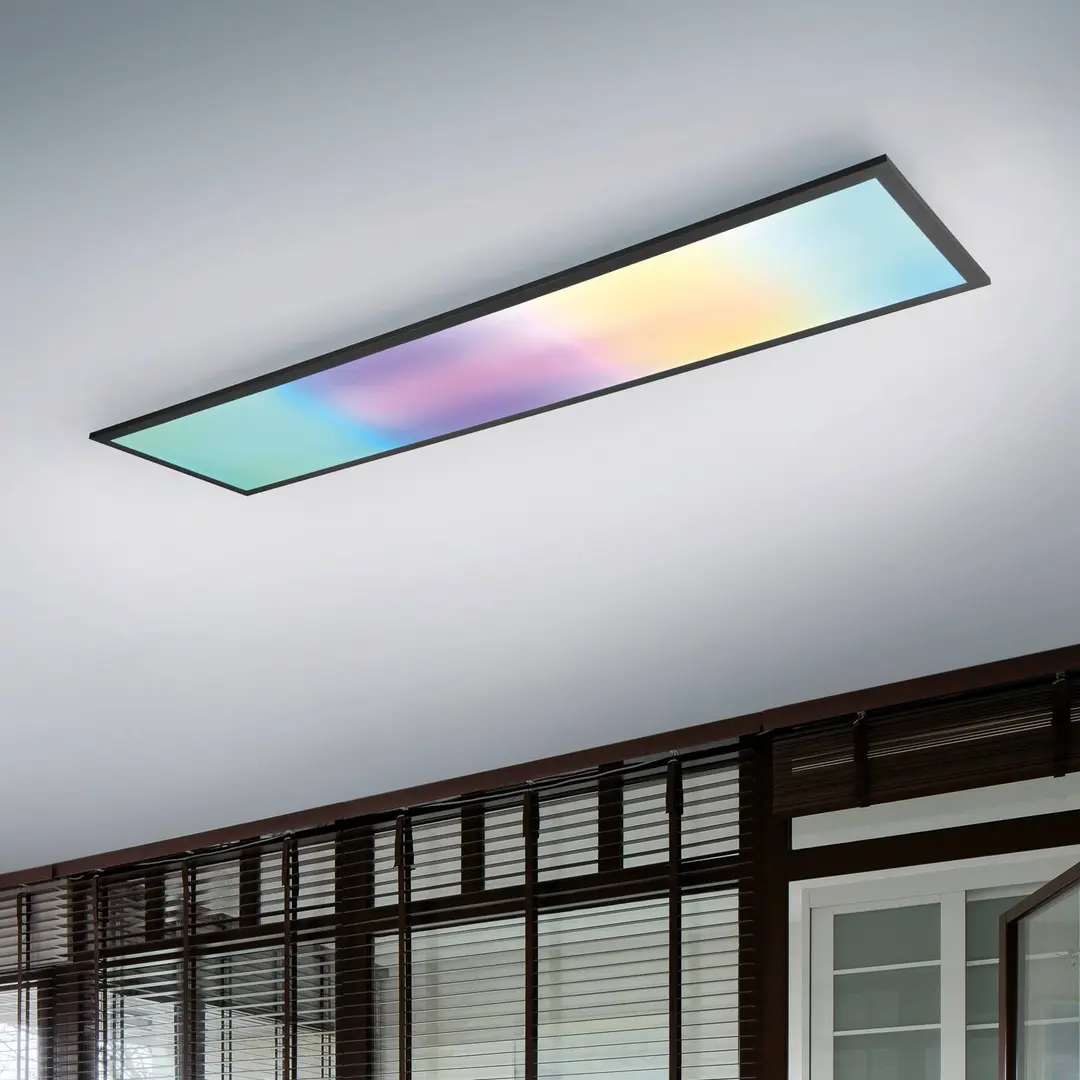 Reality Leuchten LED-Deckenlampe Beta, Länge 119 cm, schwarz, RGBW, CCT