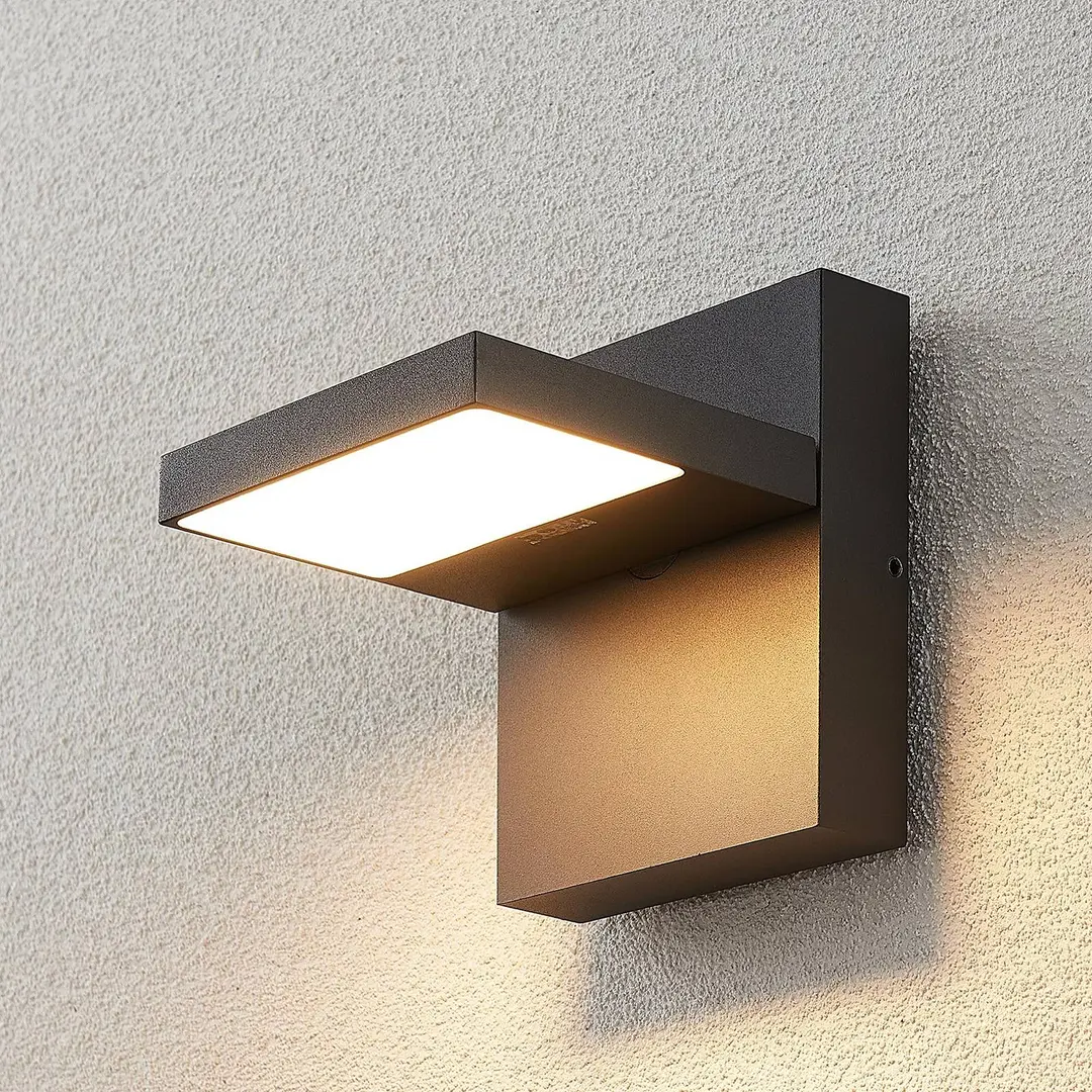 Lucande LED-Außenwandlampe Silvan, anthrazit, IP65, 14 cm