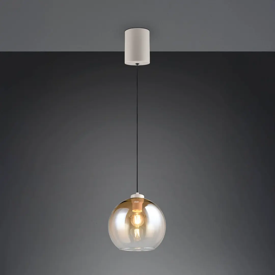 Reality Leuchten Hängeleuchte Liora, amber, Ø 25 cm, Glas, E27