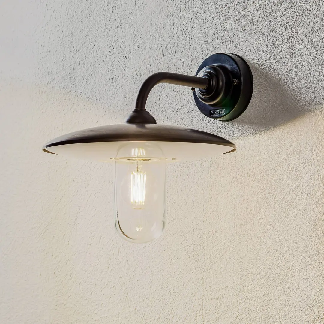 Moretti Luce Außenwandleuchte Golfo Messing brüniert, Glas klar