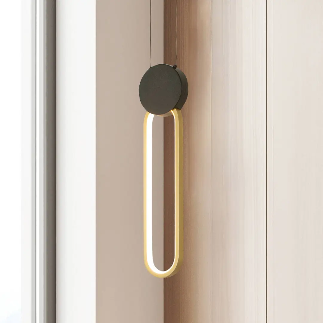 Zambelis LED-Pendelleuchte 23100, schwarz, goldener Ring, Aluminium