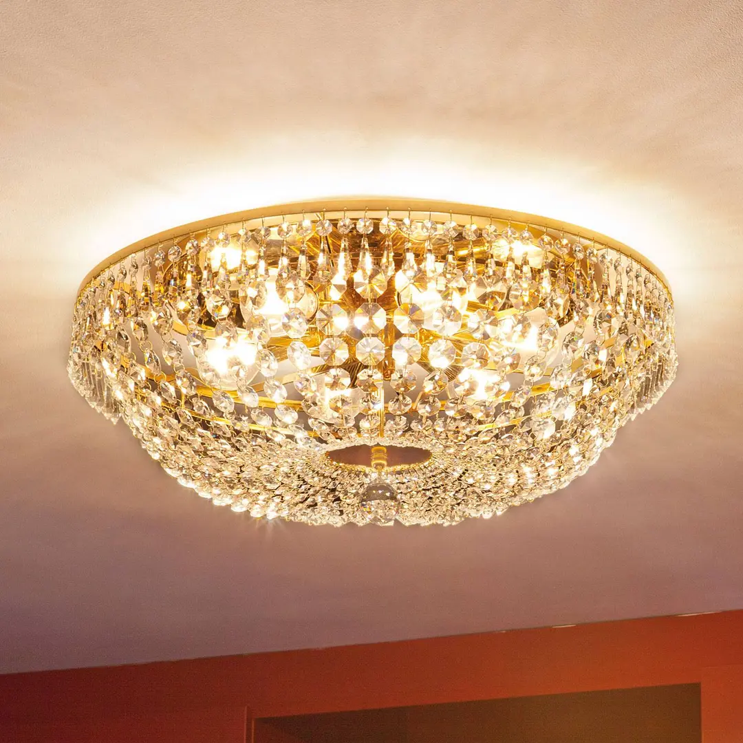 Orion Runde Kristalldeckenleuchte SHERATA, gold 55 cm