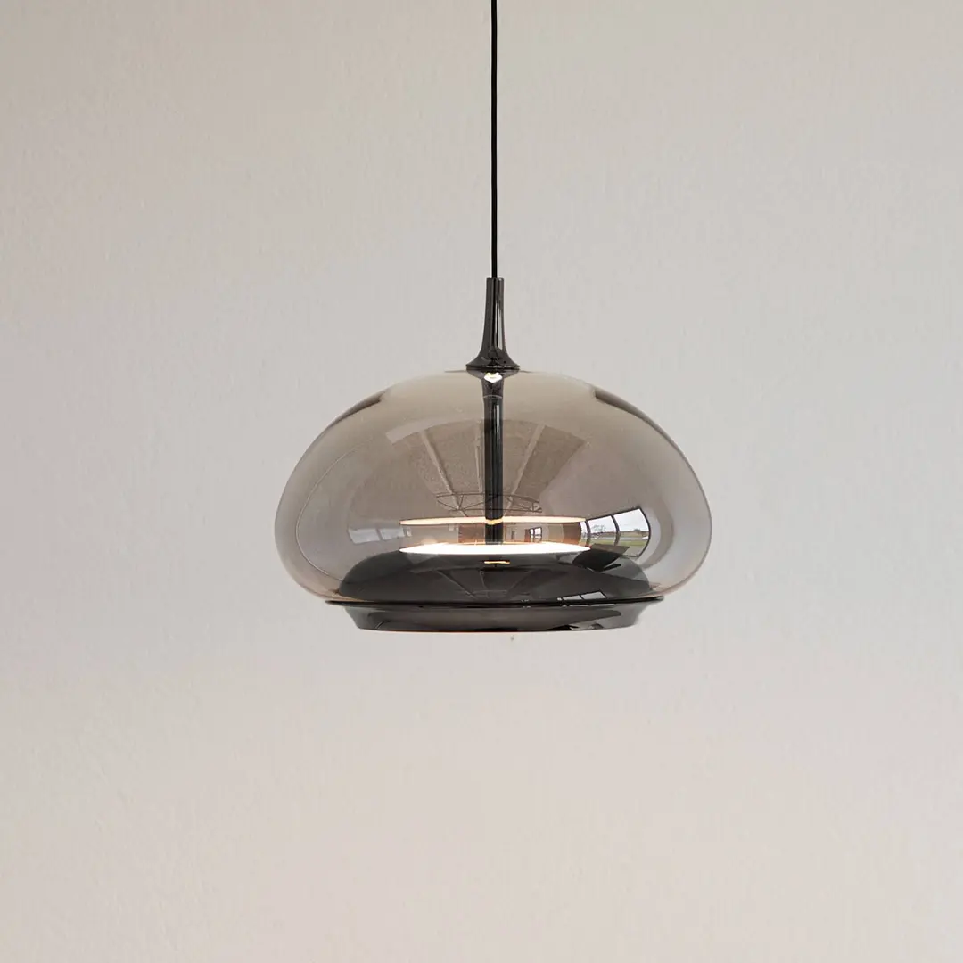 LOOM DESIGN LED-Hängelampe Avalon, schwarz/grau Ø 20 cm Glas