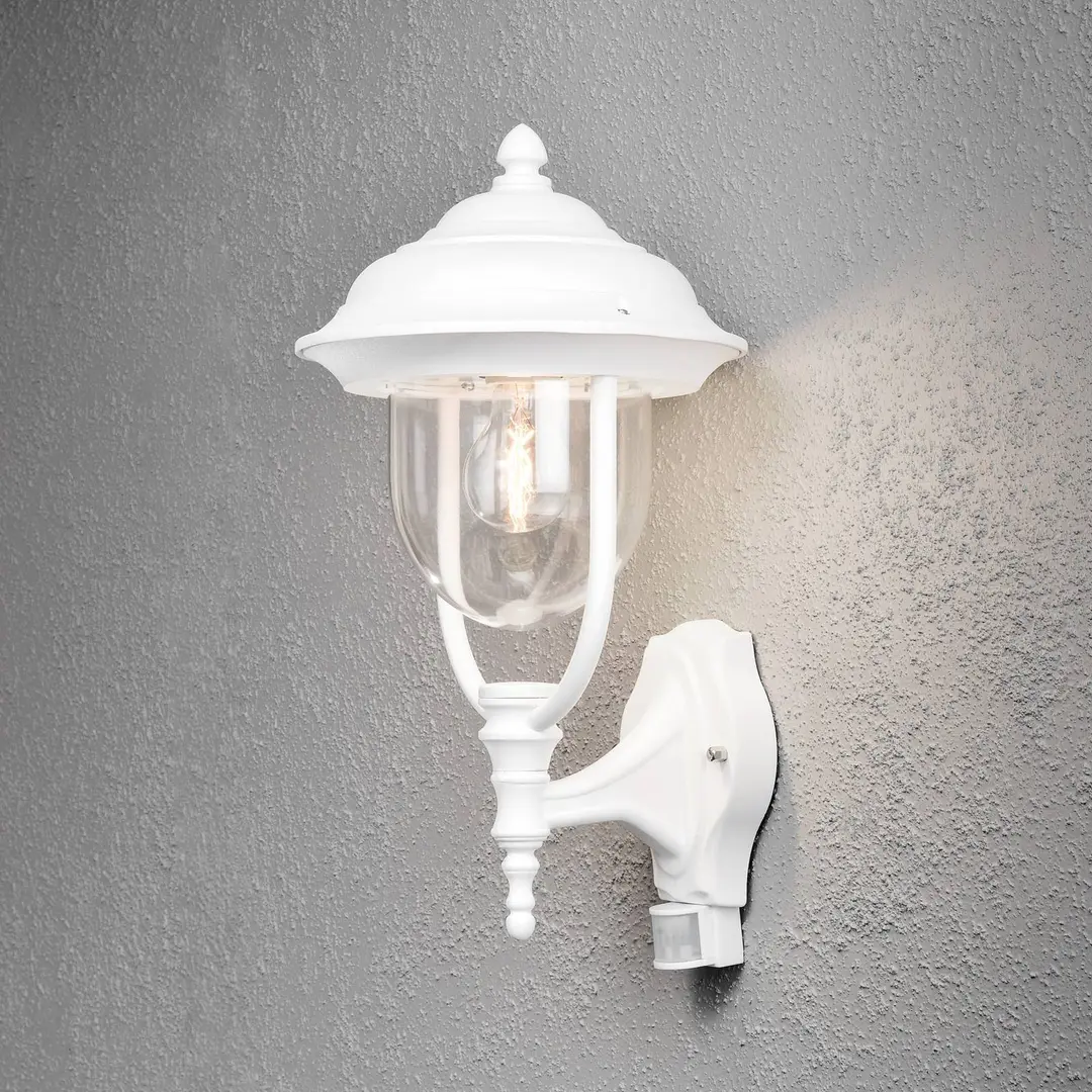Konstsmide Außenwandlampe Parma mit Bewegungsmelder, weiß