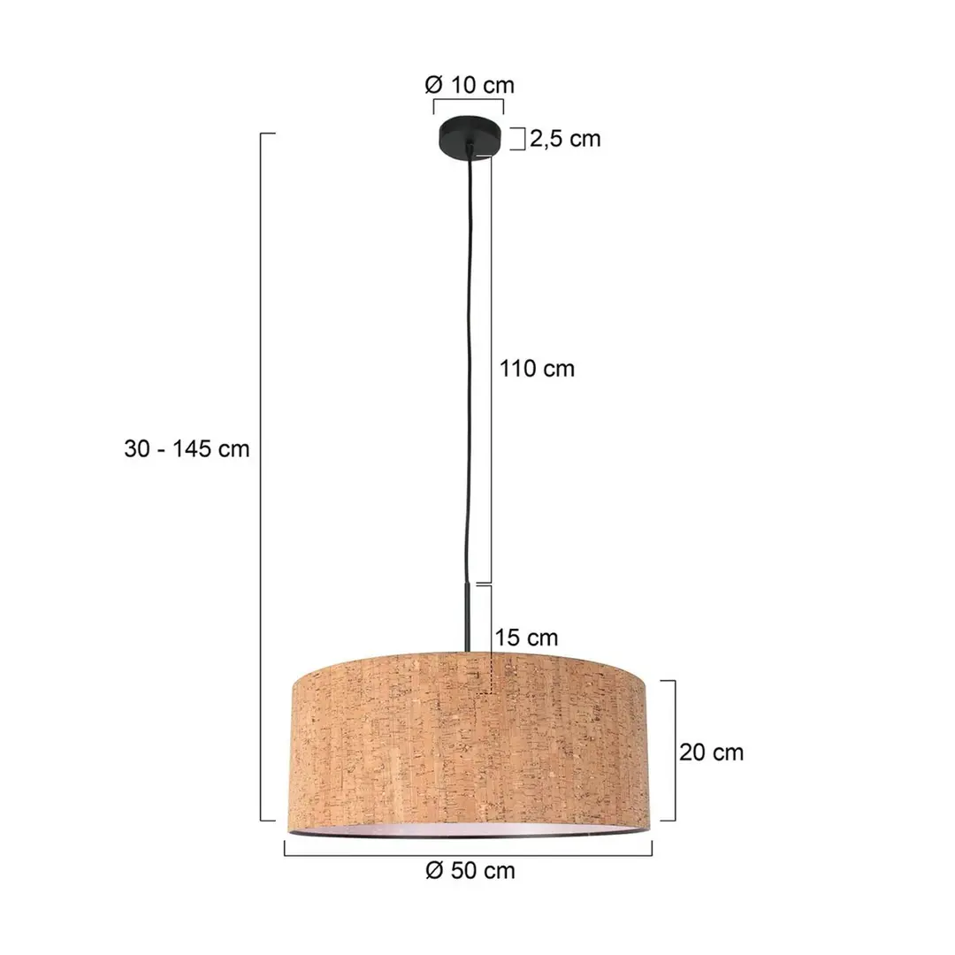 Steinhauer Hängelampe Sparkled Light, braun, Ø 50 cm, Kork