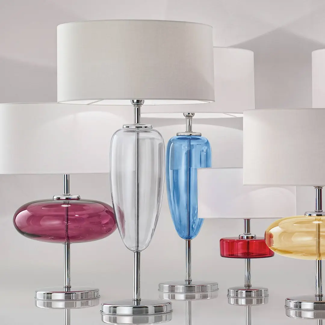 Ailati Tischlampe Show Ogiva, Glaselement klar, Höhe 82 cm