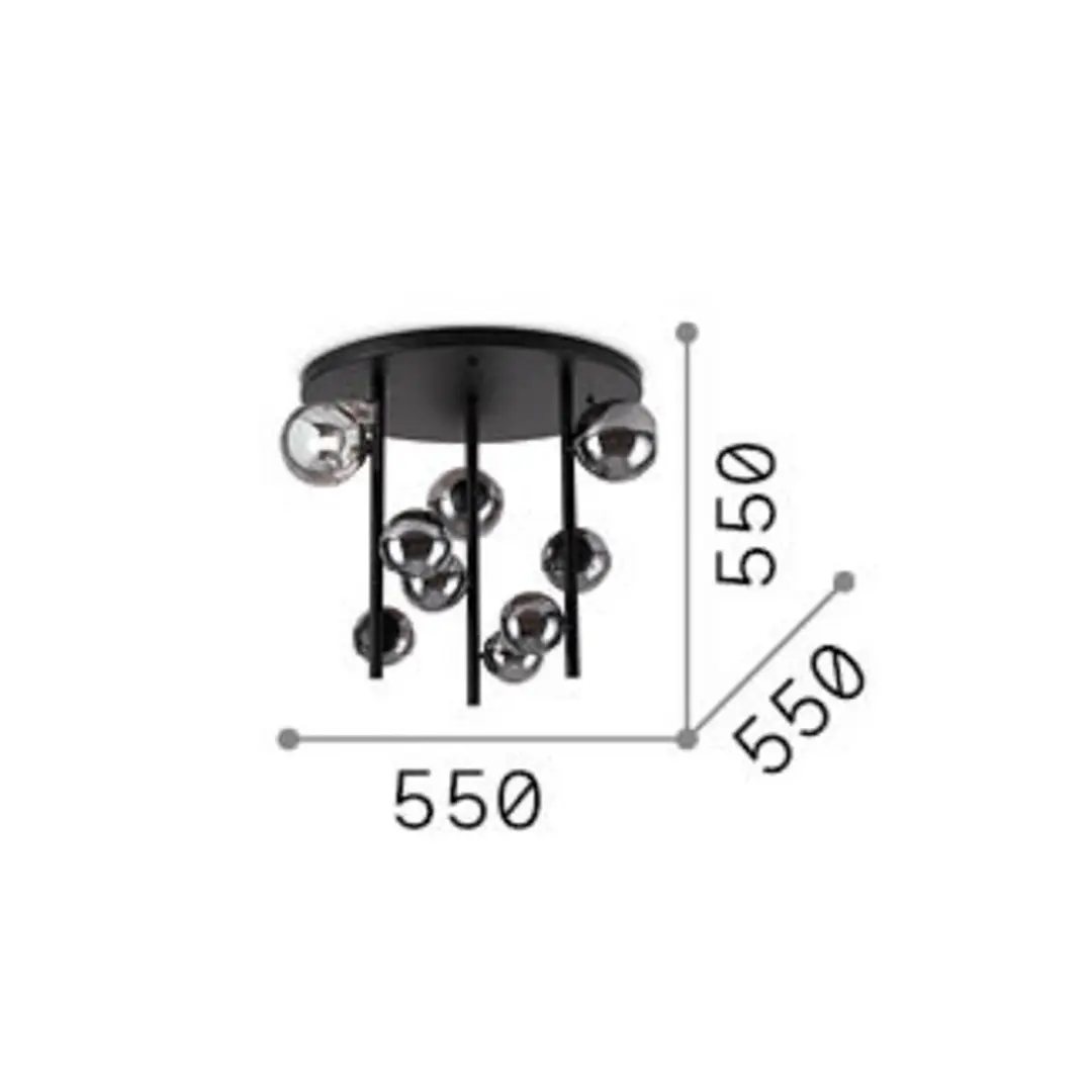 Ideal Lux Deckenlampe Perlage schwarz/rauchgrau Ø 50 cm 9flg