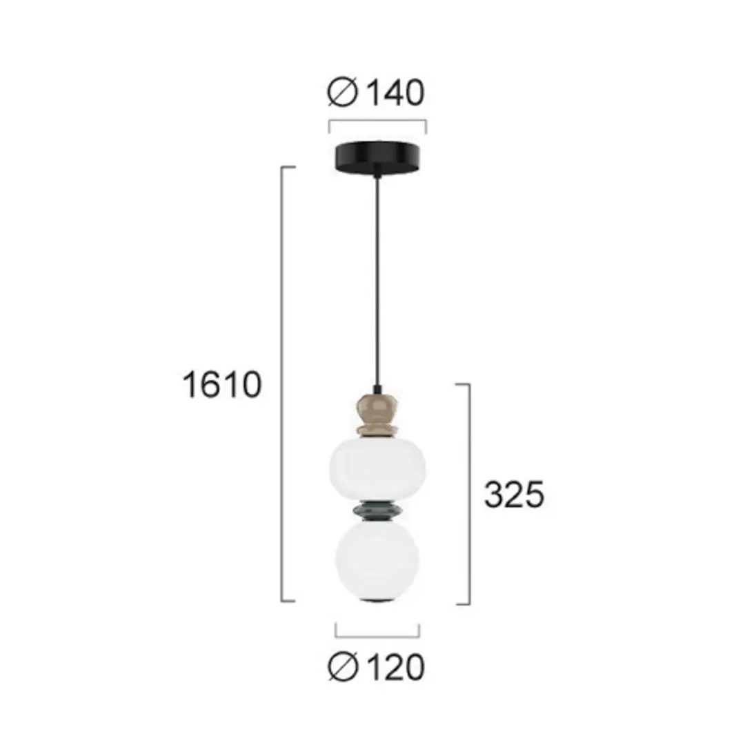 Viokef LED-Pendellampe Gemma, Höhe 32 cm, bunt, Glas/Keramik/Metall