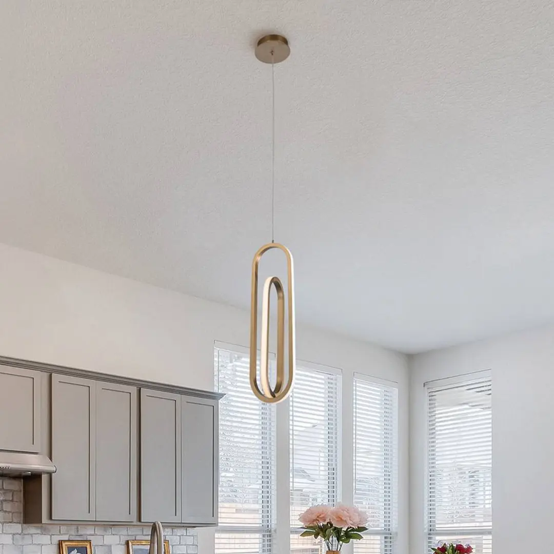 Quintiesse LED-Hängeleuchte DENMARK, gold gebürstet, Ø 21 cm, Metall