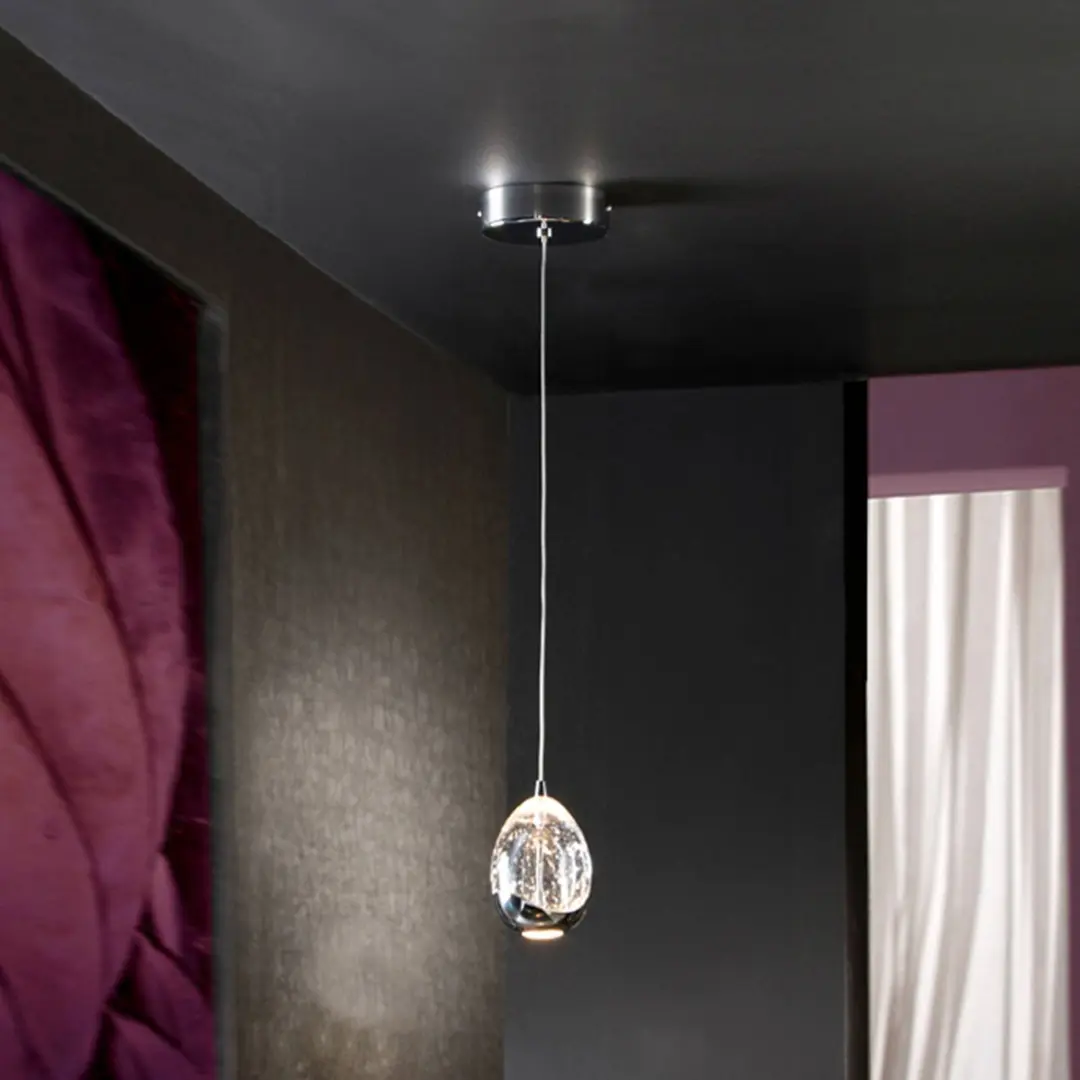 Schuller Valencia LED-Pendelleuchte Rocio, 1-flammig, Metall, Glas, chrom