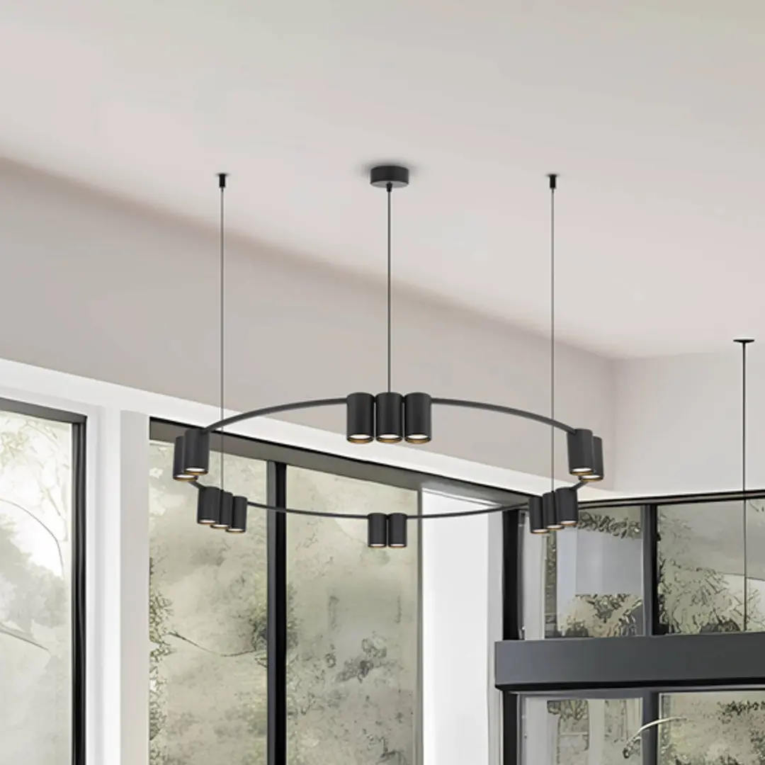 Eko-Light Hängelampe Genesis, Aluminium, schwarz, 15 x GU10, Ø 100 cm