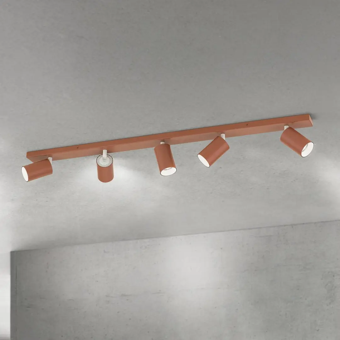 Orion Deckenstrahler Sean, korallenrot, 5-flammig, Aluminium, GU10