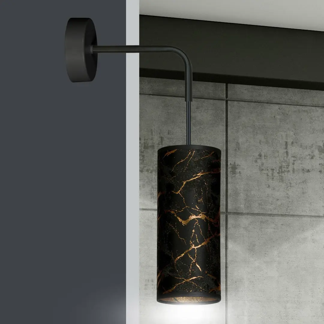 EMIBIG LIGHTING Wandlampe Joni, Textil, 1fl schwarz-marmoriert