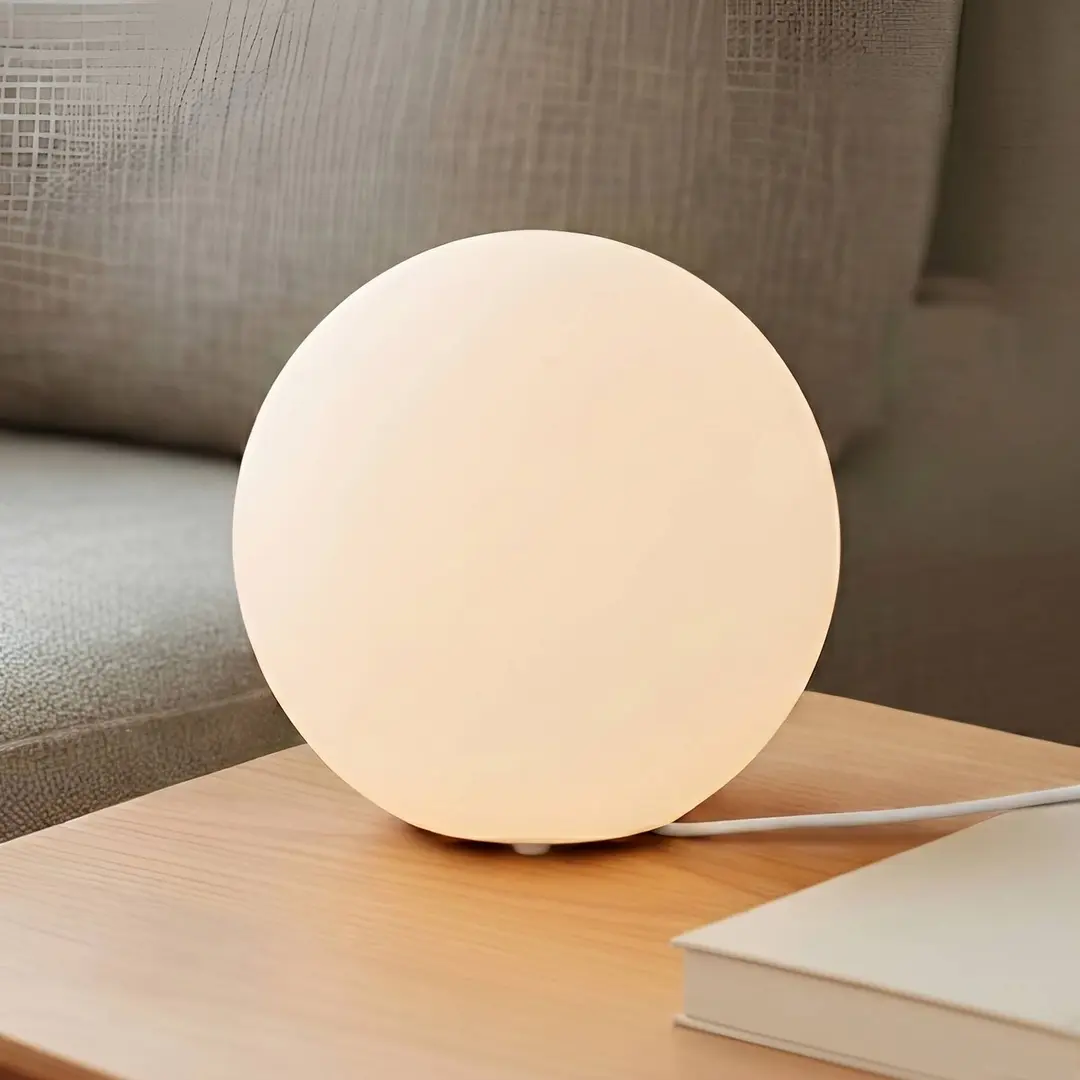 Lindby Tischlampe Marike, weiß, Glas, Kugel, Ø 25 cm, E27