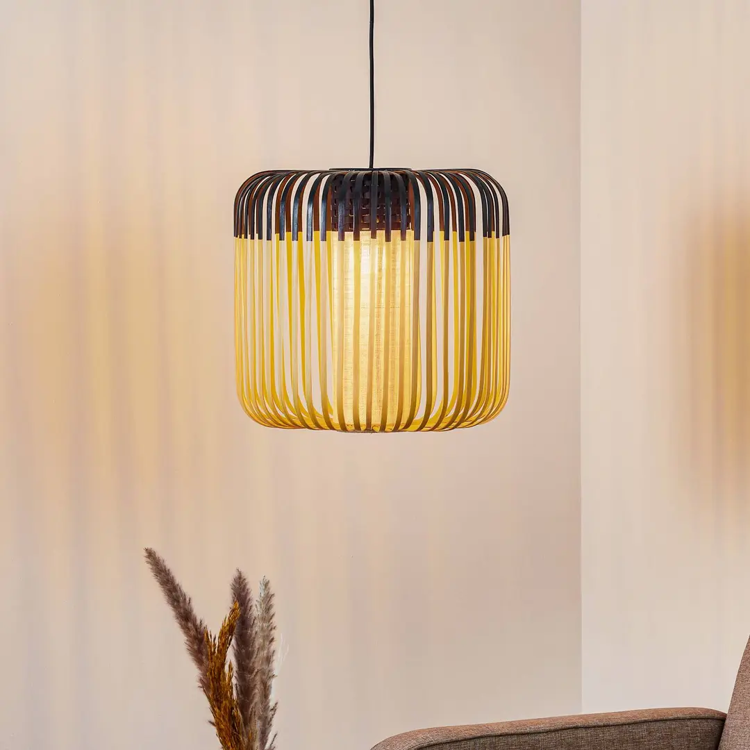Forestier Pendellampe Bamboo M, Ø 45 cm, schwarz