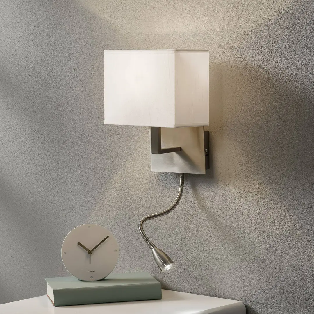 Searchlight Wandlampe 6519 mit LED Leselampe, satin silber