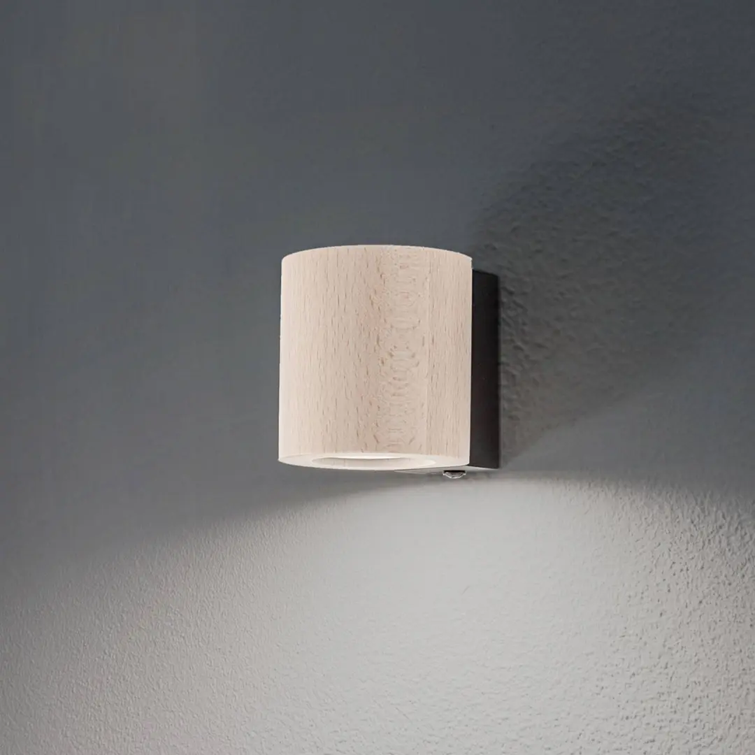 TK Lighting Wandleuchte Eve, buche, Holz, Ø 8 cm, GU10