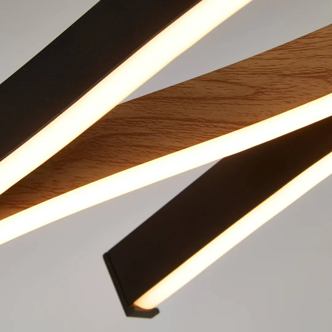 Searchlight LED-Hängeleuchte Bloom Swirl schwarz/holz