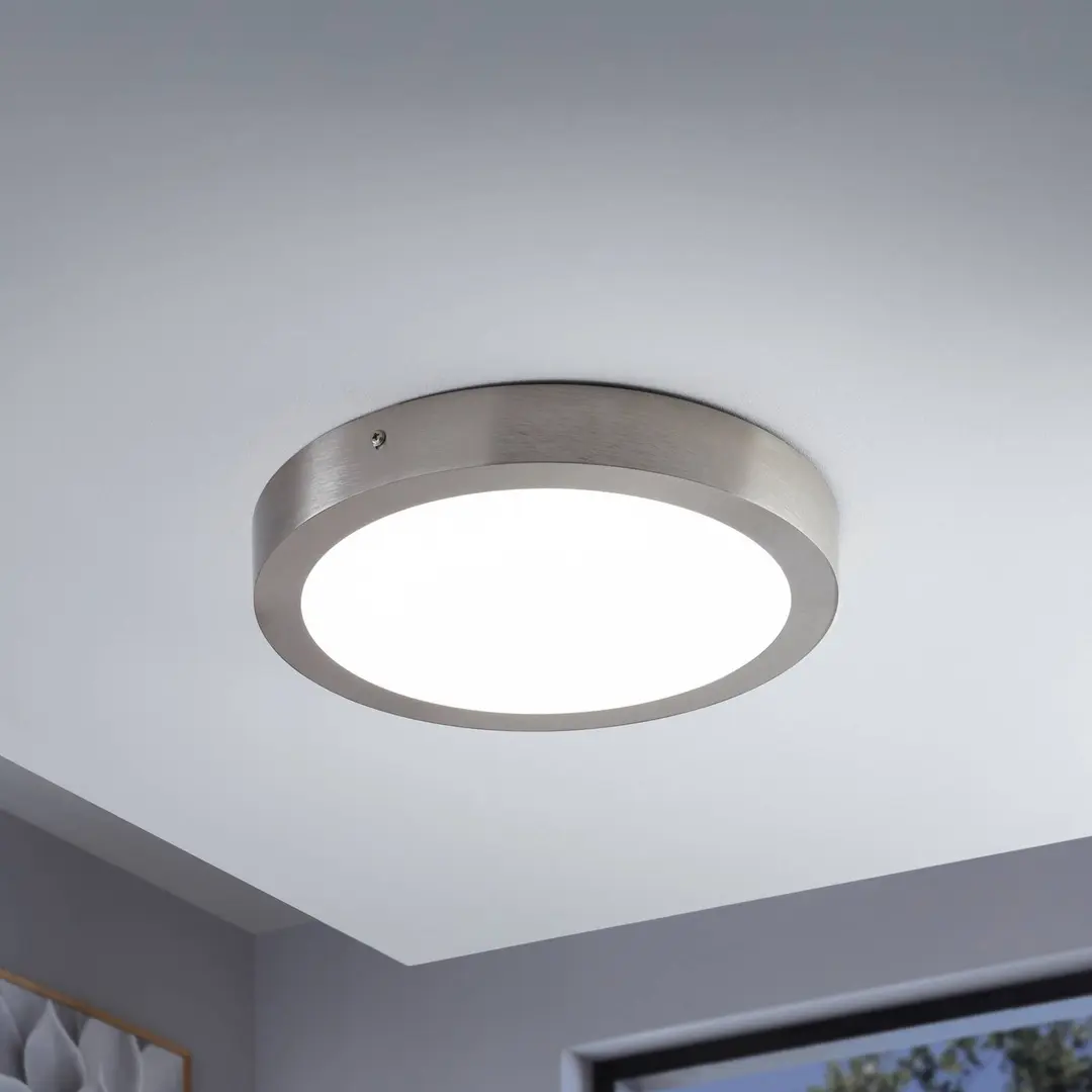 EGLO connect Fueva-C Deckenlampe rund 30cm nickel
