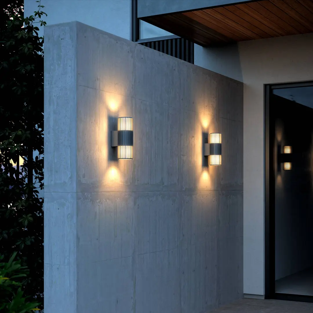 Nordlux Außenwandlampe Aludra Double Seaside, Alu, anthrazit, 2-flg.