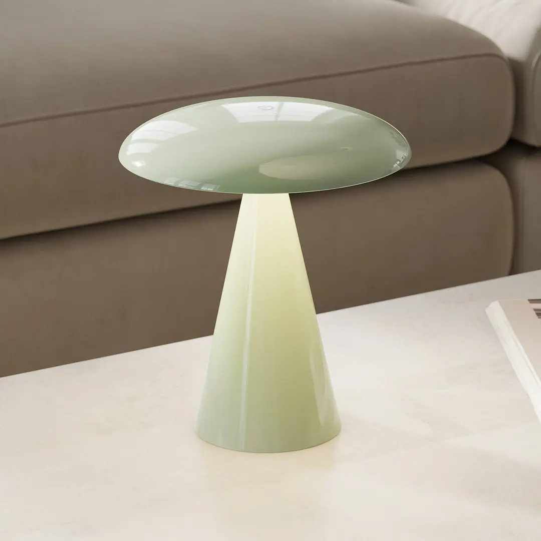 Beacon Lighting Beacon LED-Akku-Tischlampe Kinoko, grün glänzend, 27 cm, CCT