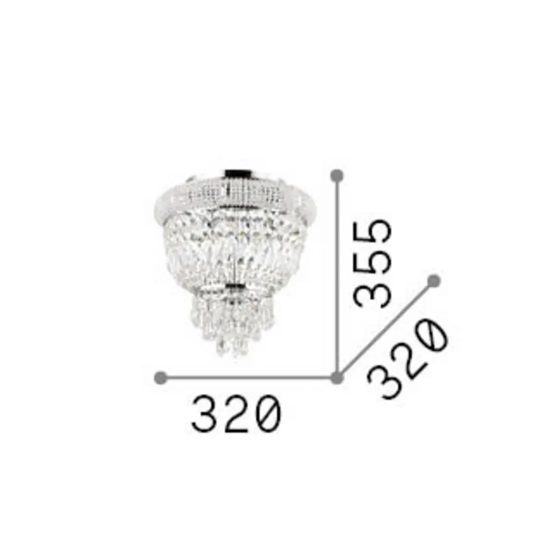 Ideal Lux Deckenlampe Dubai messing/klar, Ø 32 cm, Kristall