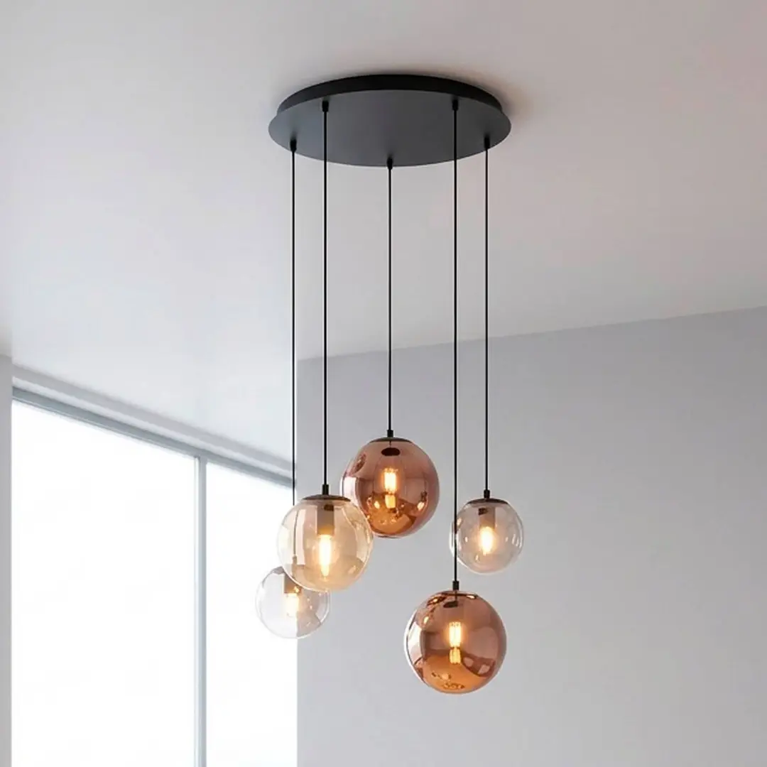 JUST LIGHT. GmbH Hängeleuchte Shiny, 5-flammig, rund, multicolor, Glas, E14
