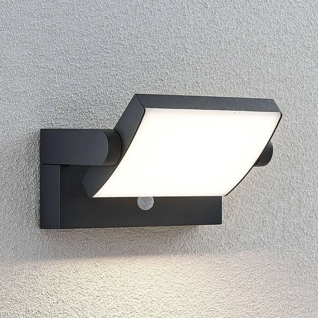 Lindby LED-Außenwandlampe Sherin, anthrazit, Sensor, IP54
