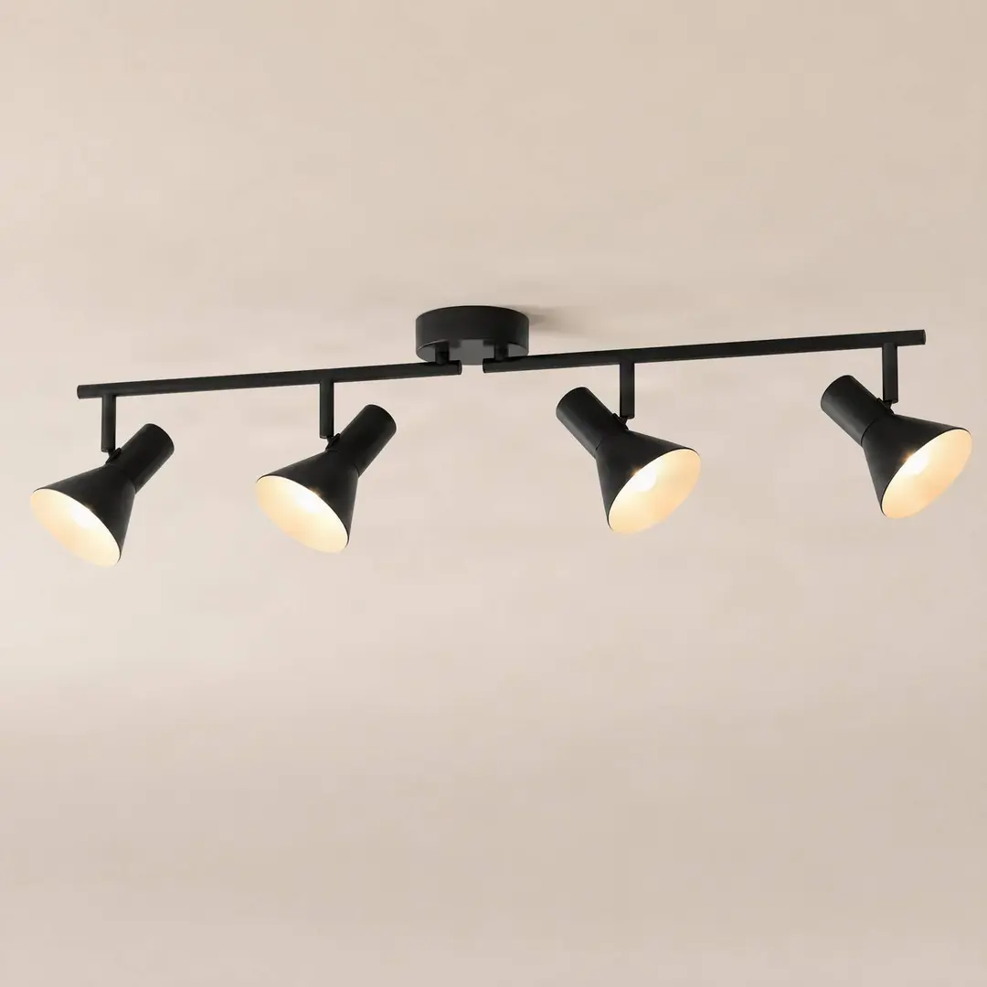 NOLA Deckenstrahler Milia, 4-flg., schwarz, 79 cm, E14