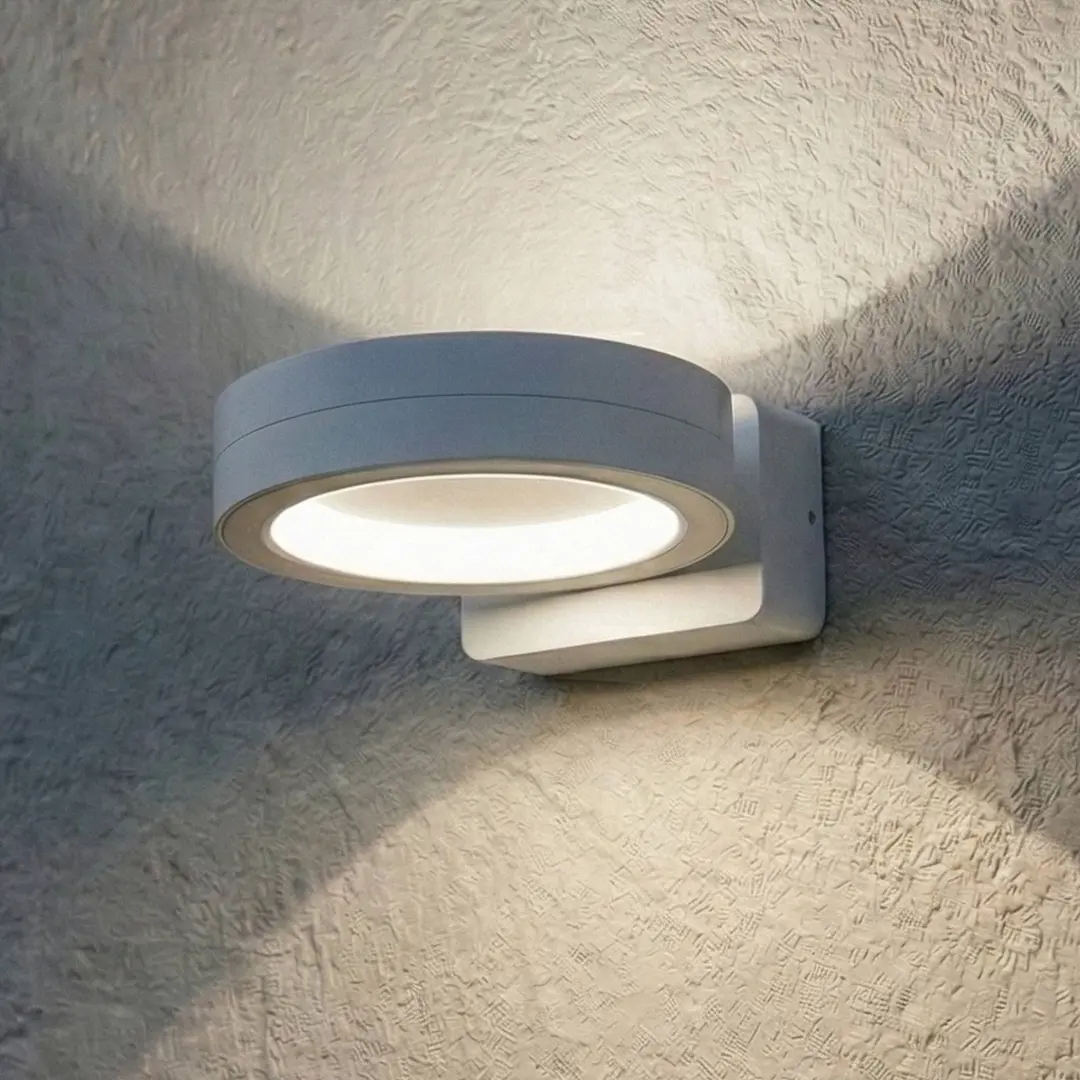 Lindby LED-Außenwandleuchte Selviro, weiß, Ø 20 cm, IP65