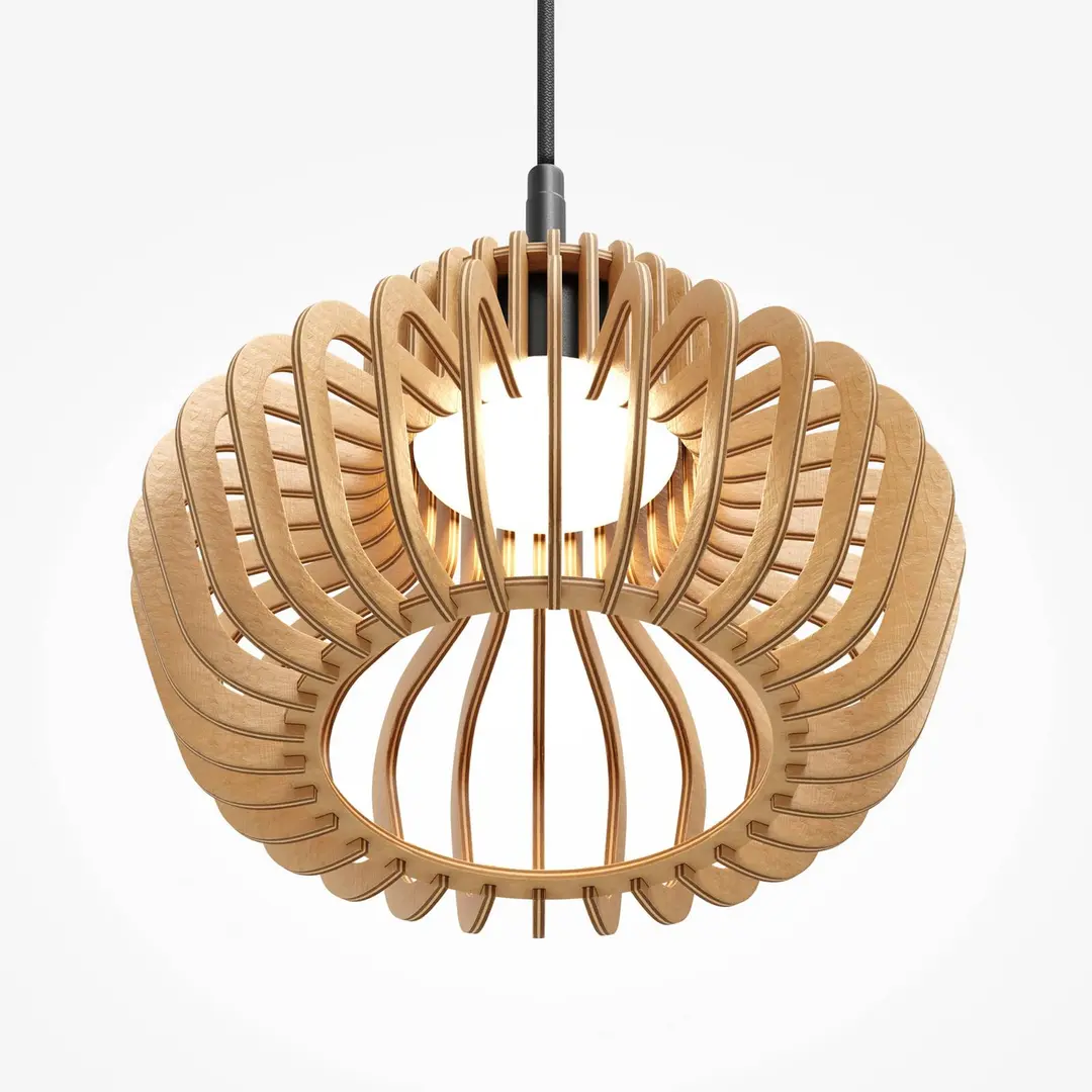 Maytoni LED-Hängeleuchte Namiki, Ø 27 cm, Holz, CCT, 14 W