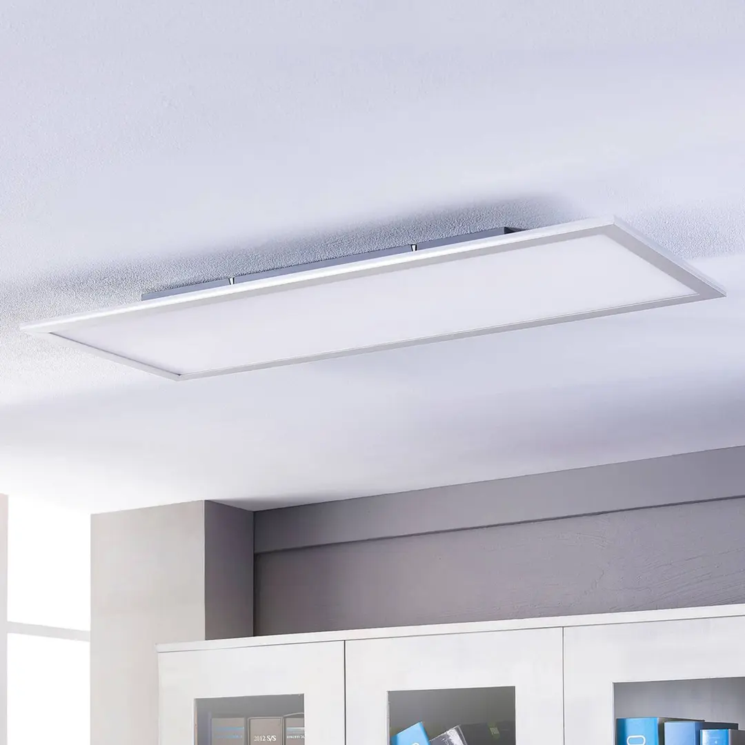 Lindby LED-Panel Livel, 4000K, 120cm x 30cm, silber, Metall