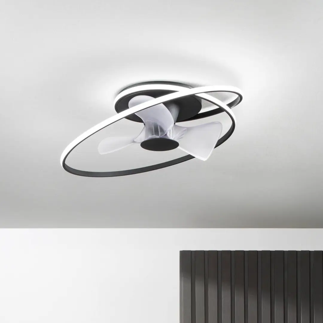 Intec LED-Deckenventilator Storm, schwarz/weiß, Ø 77 cm CCT, leise