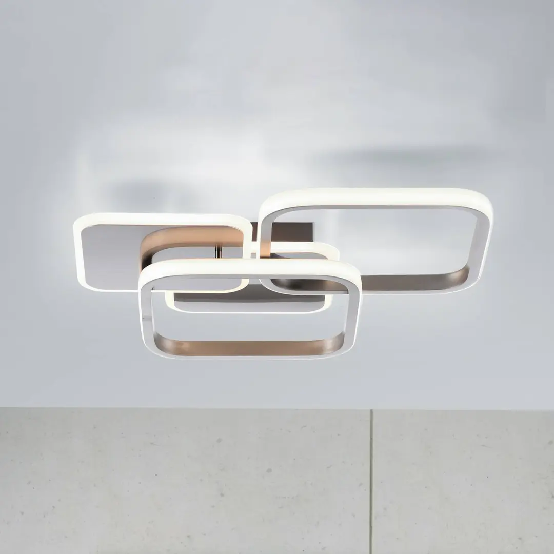 JUST LIGHT. GmbH LED-Deckenleuchte Sevent, eckig, 3.000 K, stahl