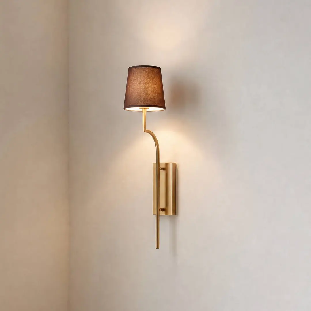 Opviq Wandlampe Lumora, braun/gold, Höhe 72 cm, Textil/Metall, E27