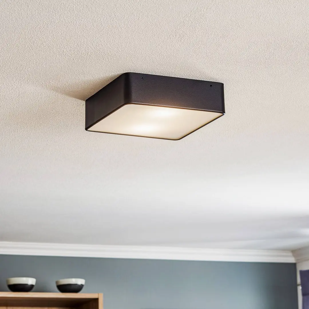 Argon Deckenlampe Oro aus Stahl und Glas, schwarz, 25cm