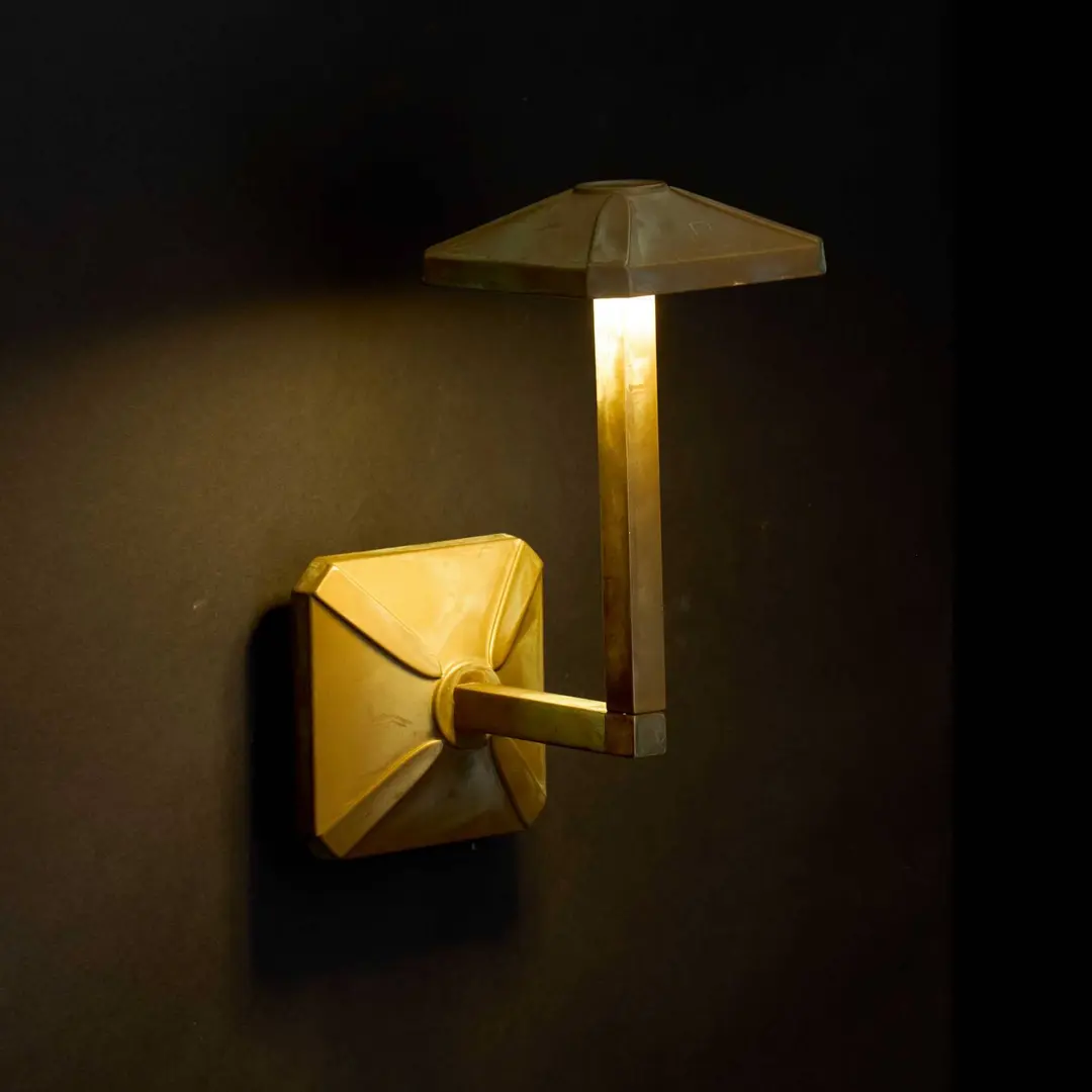 Moretti Luce LED-Außenwandleuchte Aura Frame, Höhe 24 cm, messing antik