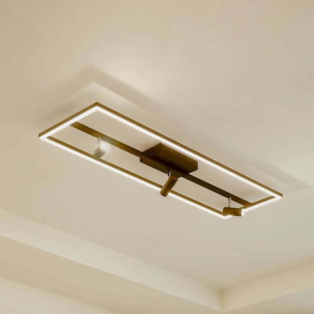 Lucande LED-Deckenleuchte Yvor, 99,5 cm, schwarz, schwenkbar