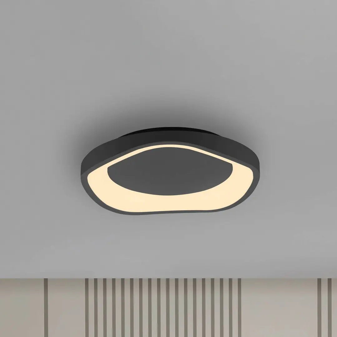 Schöner Wohnen LED-Deckenleuchte MONTA, schwarz, Ø 40 cm, Metall, switchdim